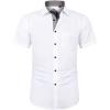 J.VER Men’s Short Sleeve Dress Shirts Stretch Wrinkle Free Casual Button Down Shirts with Pocket for Business Wedding(White Black)