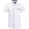 J.VER Men’s Short Sleeve Dress Shirts Stretch Wrinkle Free Casual Button Down Shirts with Pocket for Business Wedding(White Design)