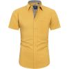 J.VER Men’s Short Sleeve Dress Shirts Stretch Wrinkle Free Casual Button Down Shirts with Pocket for Business Wedding(Yellow)