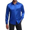 J.VER Men’s Silk Satin Long Sleeve Dress Shirts Shiny Casual Button Down Shirt Luxury Party Prom Shirts(Royal Blue)