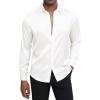 J.VER Men’s Silk Satin Long Sleeve Dress Shirts Shiny Casual Button Down Shirt Luxury Party Prom Shirts(White)