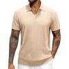 J.VER Polo Shirts for Men Short Sleeve Ribbed Textured Knit Shirt Stretch Casual Golf Tops(Beige)