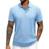 J.VER Polo Shirts for Men Short Sleeve Ribbed Textured Knit Shirt Stretch Casual Golf Tops(Blue)