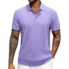 J.VER Polo Shirts for Men Short Sleeve Ribbed Textured Knit Shirt Stretch Casual Golf Tops(Lavender Purple)