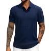 J.VER Polo Shirts for Men Short Sleeve Ribbed Textured Knit Shirt Stretch Casual Golf Tops(Navy Blue)