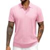 J.VER Polo Shirts for Men Short Sleeve Ribbed Textured Knit Shirt Stretch Casual Golf Tops(Pink)