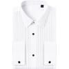 J.VER Tuxedo Shirts for Men French Cuff Dress Shirt with Metal Cufflinks Formal Business Pleated Shirt for Prom Wedding Party(White)