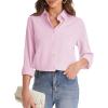 J.VER Women’s Button Down Shirt Long Sleeve Solid Dress Shirts Chiffon Work Office Blouse Fashion Formal Business Casual Tops(Light Pink)