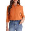 J.VER Women’s Button Down Shirt Long Sleeve Solid Dress Shirts Chiffon Work Office Blouse Fashion Formal Business Casual Tops(Orange)