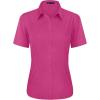 J.VER Womens Button Down Shirts Stretch Wrinkle Free Formal Short Sleeve Dress Shirt Summer Work Blouses Business Casual Tops(Rose Red)