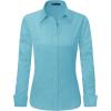 J.VER Womens Dress Shirts Long Sleeve Button Down Shirt Wrinkle-Free Business Casual Blouse Office Work Tops(Ocean Blue)