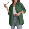 J.VER Womens Oversized Button Down Shirts Casual Long Sleeve Lightweight Breathable Solid Cotton Blouse Office Dress Shirt(Army Green)