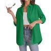 J.VER Womens Oversized Button Down Shirts Casual Long Sleeve Lightweight Breathable Solid Cotton Blouse Office Dress Shirt(Dark Green)