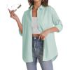 J.VER Womens Oversized Button Down Shirts Casual Long Sleeve Lightweight Breathable Solid Cotton Blouse Office Dress Shirt(Light Green)