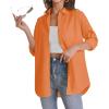 J.VER Womens Oversized Button Down Shirts Casual Long Sleeve Lightweight Breathable Solid Cotton Blouse Office Dress Shirt(Orange)