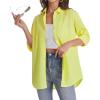 J.VER Womens Oversized Button Down Shirts Casual Long Sleeve Lightweight Breathable Solid Cotton Blouse Office Dress Shirt(Yellow)