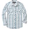 Men’s Plaid Pearl Snap Button Shirts Casual Long Sleeve Checked Shirt Western Cowboy Shirts with Two Pockets for Work