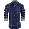J.VER Men’s Plaid Printed Casual Button Down Shirts Wrinkle-Free Long Sleeve Dress Shirt Blue Large