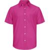 J.VER Men’s Linen Short Sleeve Shirts Cotton Casual Lightweight Button Down Shirt Beach Vacation Summer Tops with Pocket(Rose)