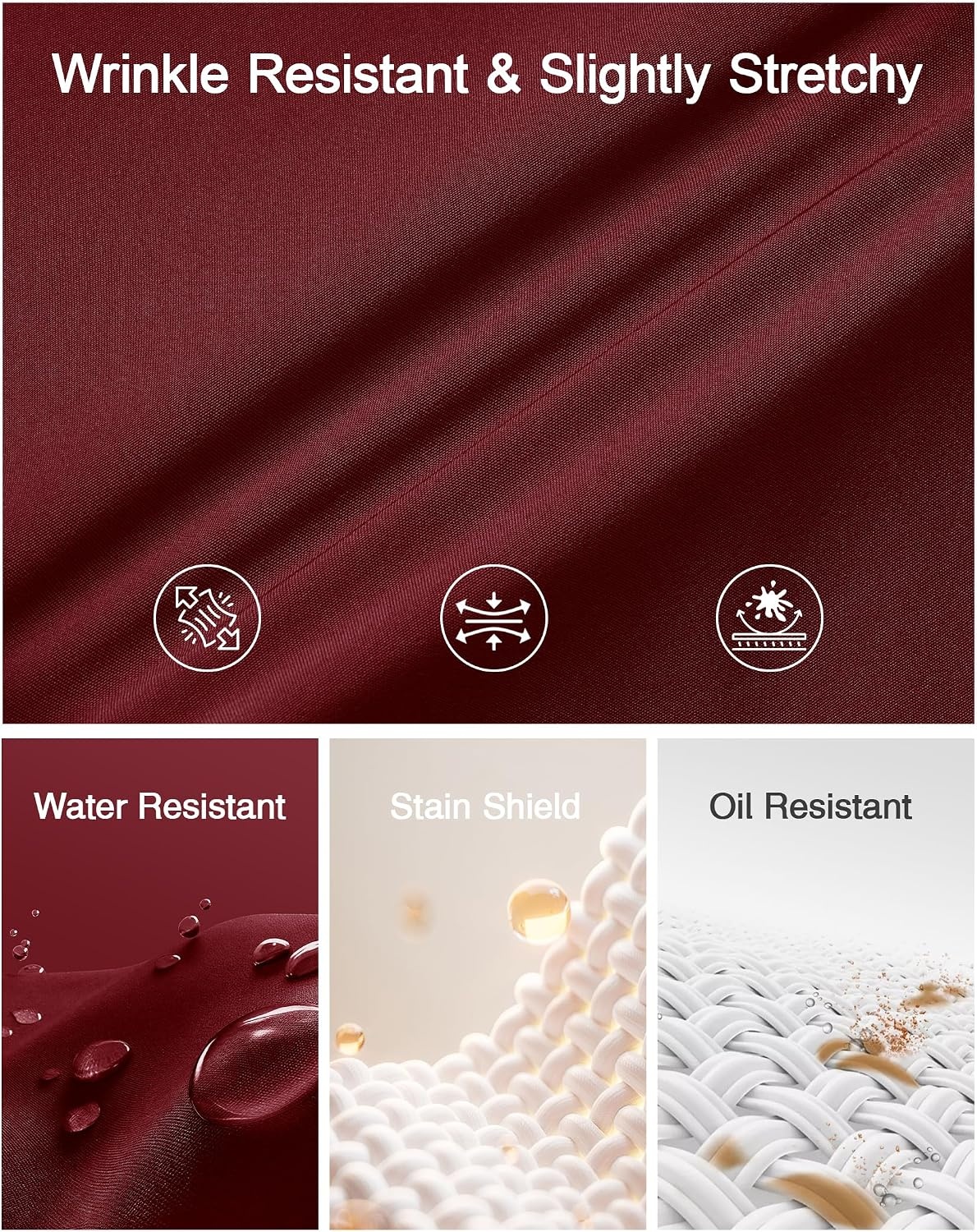 image:imageJVER Mens Dress Shirts Stretch Stain Shield Button Down Shirt Wrinkle Resistant Business Long Sleeve Shirt with PocketBurgundy