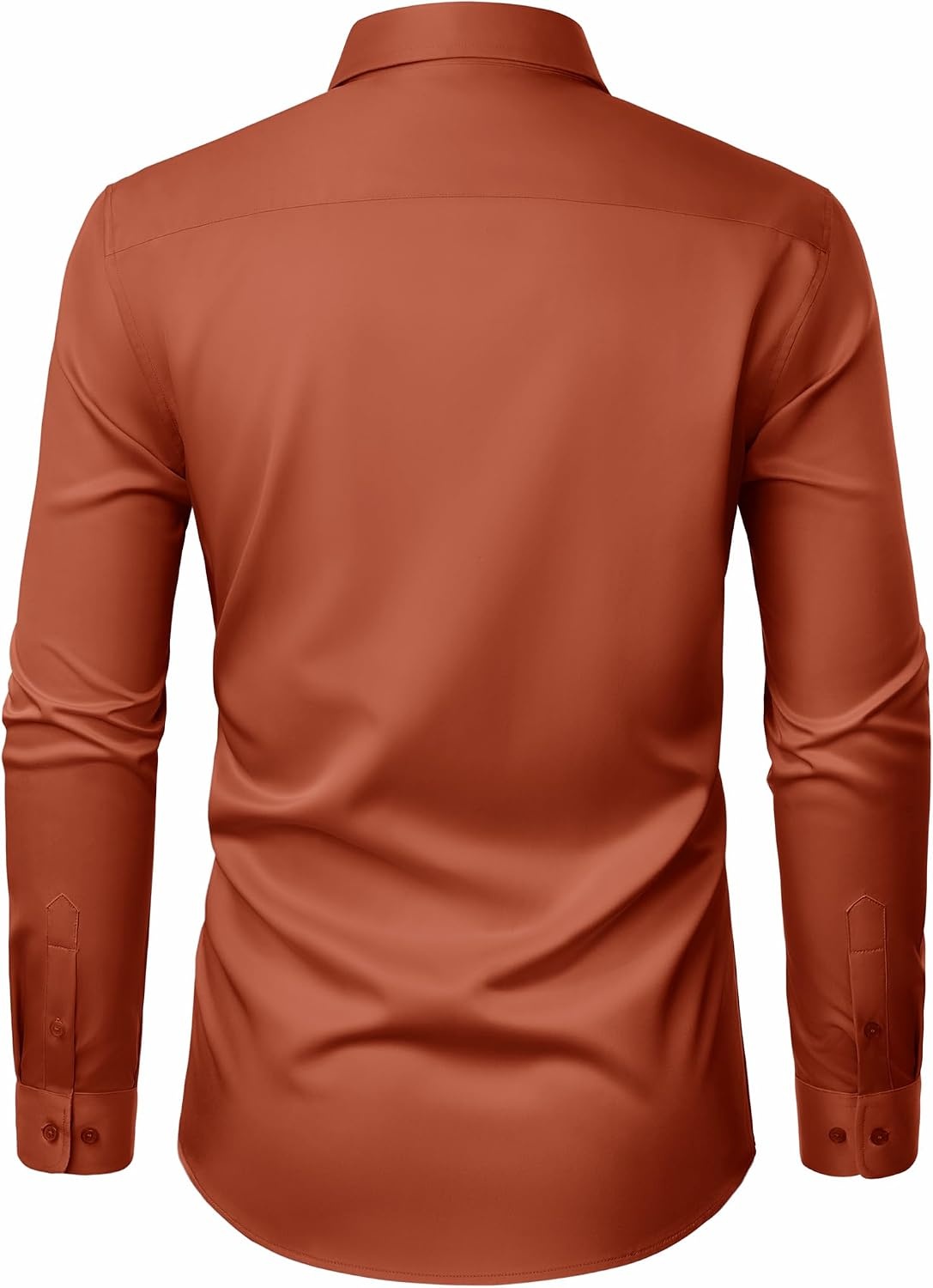 image:imageJVER Mens Dress Shirts Stretch Stain Shield Button Down Shirt Wrinkle Resistant Business Long Sleeve Shirt with PocketBurnt Orange