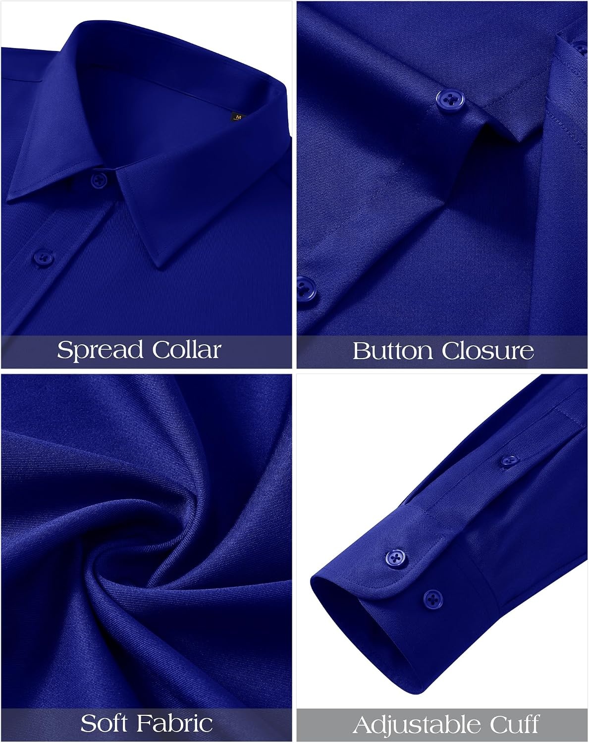 image:imageJVER Mens Dress Shirts Stretch Stain Shield Button Down Shirt Wrinkle Resistant Business Long Sleeve Shirt with PocketRoyal Blue