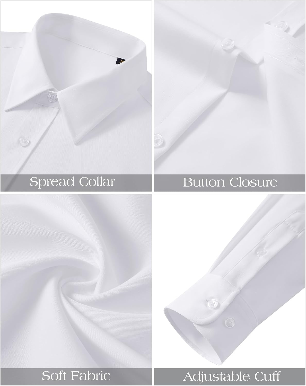 image:imageJVER Mens Dress Shirts Stretch Stain Shield Button Down Shirt Wrinkle Resistant Business Long Sleeve Shirt with PocketWhite