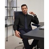 J.VER Men’s Dress Shirts Stretch Stain Shield Button Down Shirt Wrinkle Resistant Business Long Sleeve Shirt with Pocket(Black)