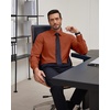 J.VER Men’s Dress Shirts Stretch Stain Shield Button Down Shirt Wrinkle Resistant Business Long Sleeve Shirt with Pocket(Burnt Orange)