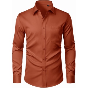 J.VER Men’s Dress Shirts Stretch Stain Shield Button Down Shirt Wrinkle Resistant Business Long Sleeve Shirt with Pocket(Burnt Orange)