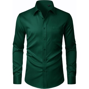 J.VER Men’s Dress Shirts Stretch Stain Shield Button Down Shirt Wrinkle Resistant Business Long Sleeve Shirt with Pocket(Green)