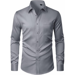 J.VER Men’s Dress Shirts Stretch Stain Shield Button Down Shirt Wrinkle Resistant Business Long Sleeve Shirt with Pocket(Grey)