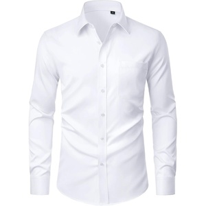 J.VER Men’s Dress Shirts Stretch Stain Shield Button Down Shirt Wrinkle Resistant Business Long Sleeve Shirt with Pocket(White)