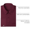 J.VER Men’s French Cuff Dress Shirts Regular Fit Long Sleeve Dress Shirt(Burgundy)