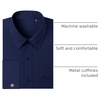J.VER Men’s French Cuff Dress Shirts Regular Fit Long Sleeve Dress Shirt(Navy Blue)