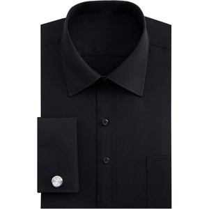 J.VER Men’s French Cuff Dress Shirts Regular Fit Long Sleeve Dress Shirt(Black)