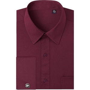 J.VER Men’s French Cuff Dress Shirts Regular Fit Long Sleeve Dress Shirt(Burgundy)