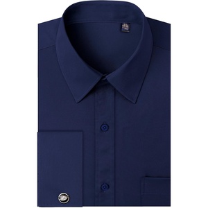 J.VER Men’s French Cuff Dress Shirts Regular Fit Long Sleeve Dress Shirt(Navy Blue)