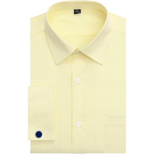 J.VER Men’s French Cuff Dress Shirts Regular Fit Long Sleeve Dress Shirt(Yellow)