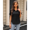 J.VER Womens Button Down Shirt Stretch Short Sleeve Dress Shirt Work Blouse(Black)