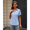 J.VER Womens Button Down Shirt Stretch Short Sleeve Dress Shirt Work Blouse(Blue)