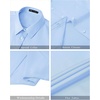 J.VER Womens Button Down Shirt Stretch Short Sleeve Dress Shirt Work Blouse(Blue)