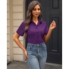J.VER Womens Button Down Shirt Stretch Short Sleeve Dress Shirt Work Blouse(Dark Purple)