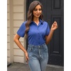 J.VER Womens Button Down Shirt Stretch Short Sleeve Dress Shirt Work Blouse(Indigo Blue)