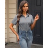 J.VER Womens Button Down Shirt Stretch Short Sleeve Dress Shirt Work Blouse(Light Grey)