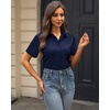 J.VER Womens Button Down Shirt Stretch Short Sleeve Dress Shirt Work Blouse(Navy Blue)