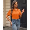 J.VER Womens Button Down Shirt Stretch Short Sleeve Dress Shirt Work Blouse(Orange)