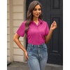 J.VER Womens Button Down Shirt Stretch Short Sleeve Dress Shirt Work Blouse(Rose Red)