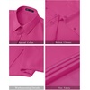 J.VER Womens Button Down Shirt Stretch Short Sleeve Dress Shirt Work Blouse(Rose Red)