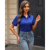 J.VER Womens Button Down Shirt Stretch Short Sleeve Dress Shirt Work Blouse(Royal Blue)